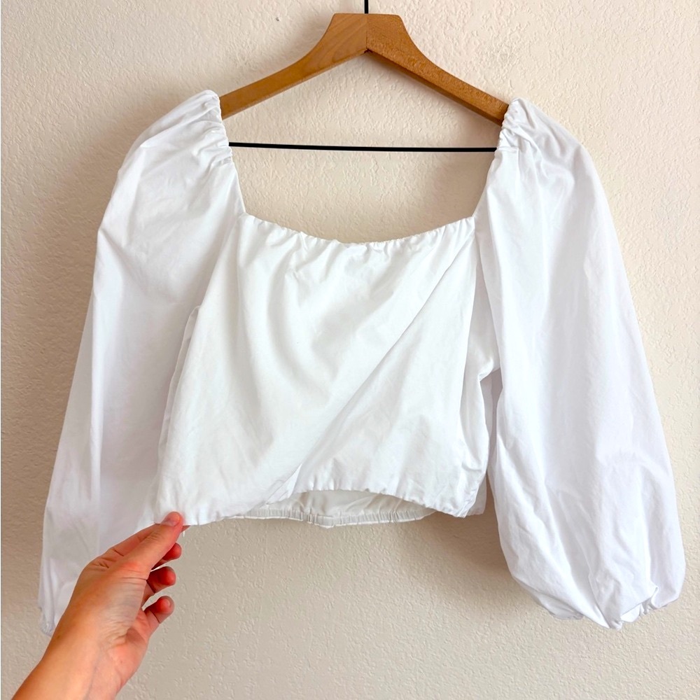 Alice + Olivia Alta Peasant Top in White